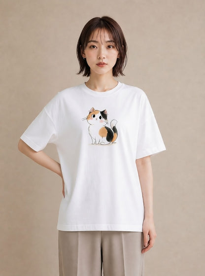 デザインTシャツ レディース ハチワレ 白黒猫 猫 ねこ イラスト 可愛い 春コーデ 姉妹 白T