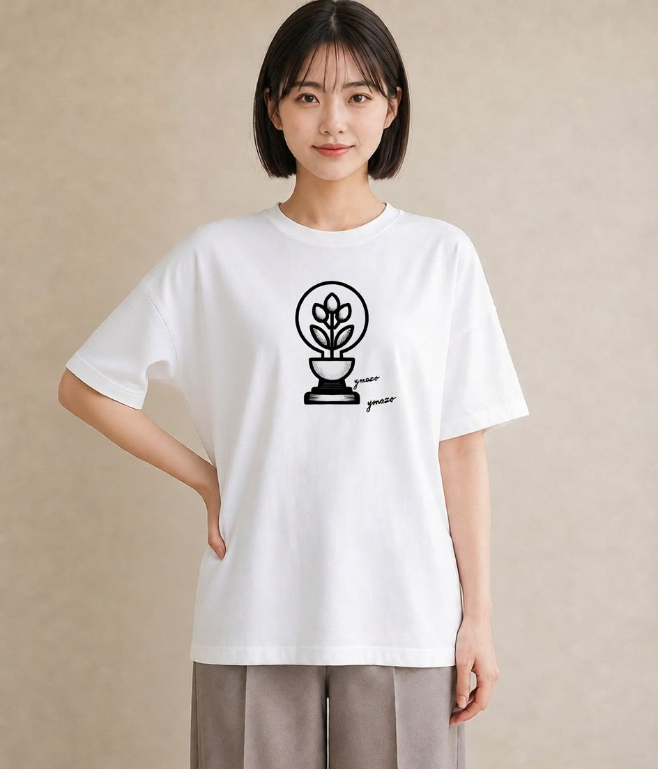 半袖Tシャツ レディース 観葉植物 ボタニカル 植物 イラスト ミニマル レイヤード 友達ギフト 白T