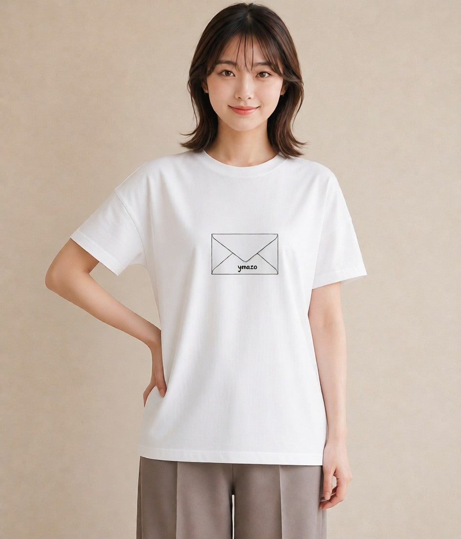 Tシャツ レディース 封蝋 手紙 アンティーク ナチュラル イラスト シック ラフ レイヤード 白T
