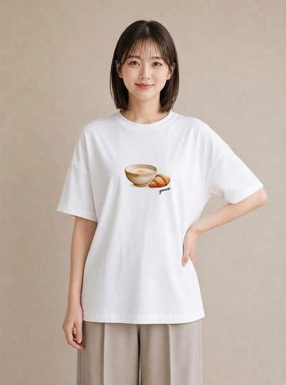 Tシャツ レディース 食パン 食べ物 フード イラスト 水彩風 自分用 ルームウェア 白T