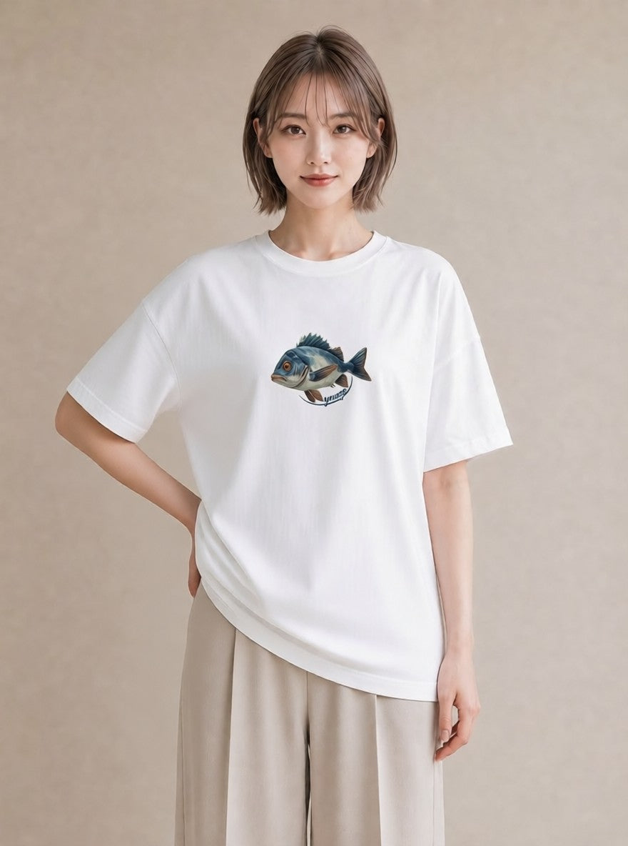 プリントTシャツ レディース マンボウ 海の生き物 海 イラスト 抜け感 女性向けギフト 散歩 白T