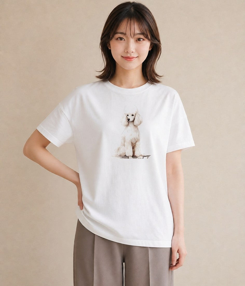 プリントTシャツ レディース トイプードル プードル 犬 いぬ イラスト ゆるかわ 母娘コーデ 自分用 白T