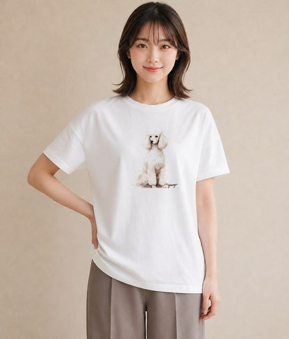 プリントTシャツ レディース トイプードル プードル 犬 いぬ イラスト ゆるかわ 母娘コーデ 自分用 白T