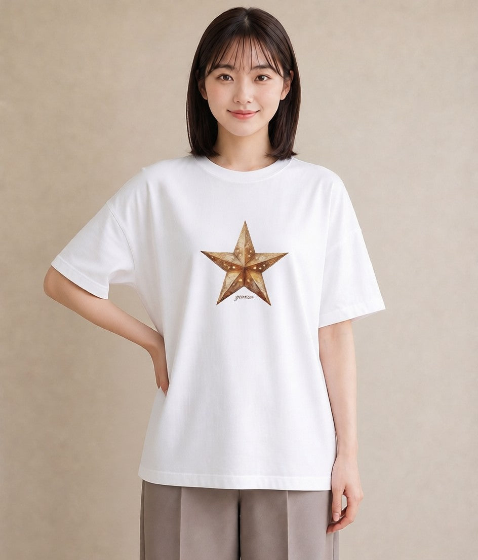 プリントTシャツ レディース スター 星空 宇宙 イラスト ゆるかわ デート 帰省 白T