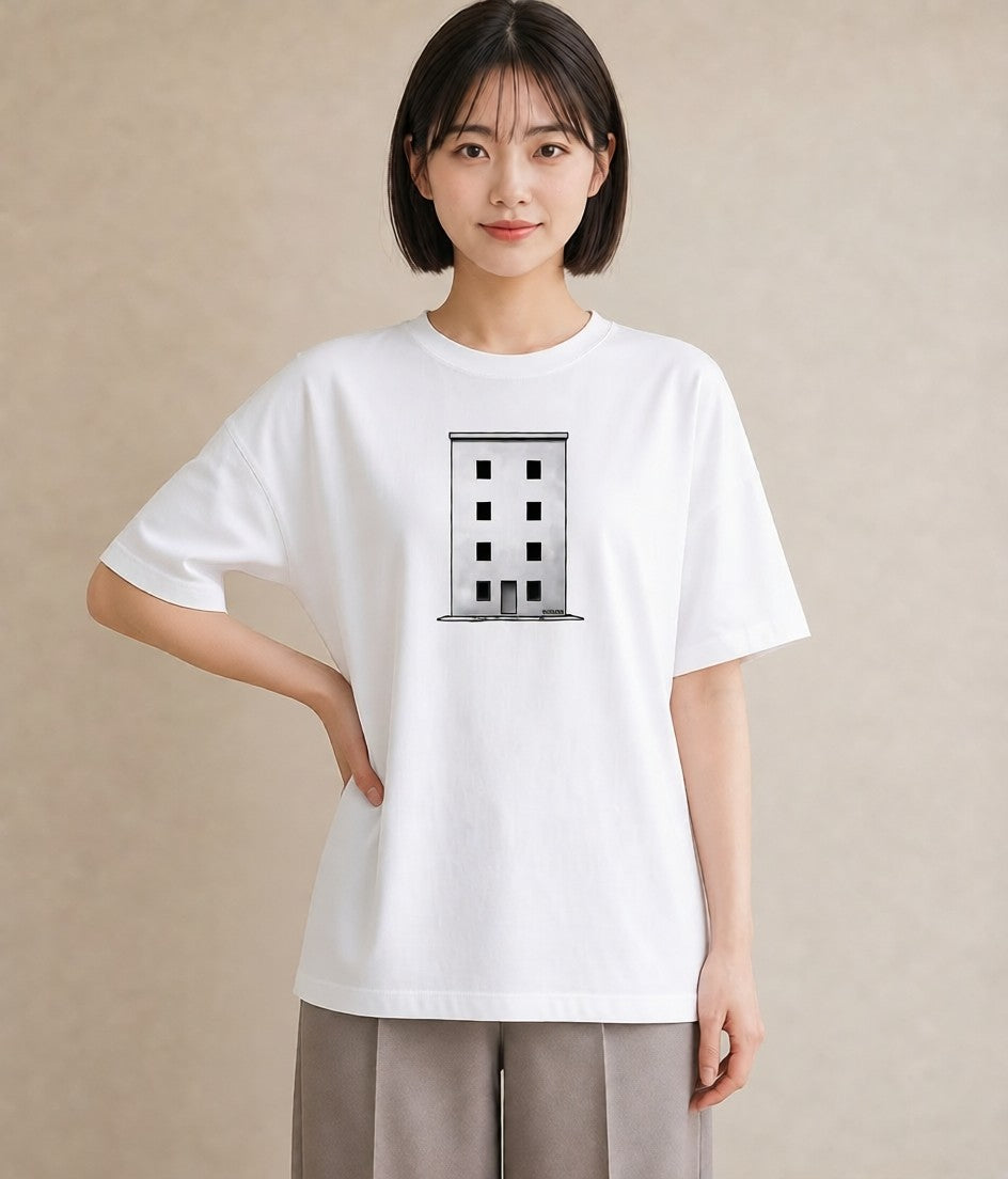 半袖Tシャツ レディース 灯りの家 小屋 夜 ナチュラル アンティーク イラスト ギフト 母の日 白T