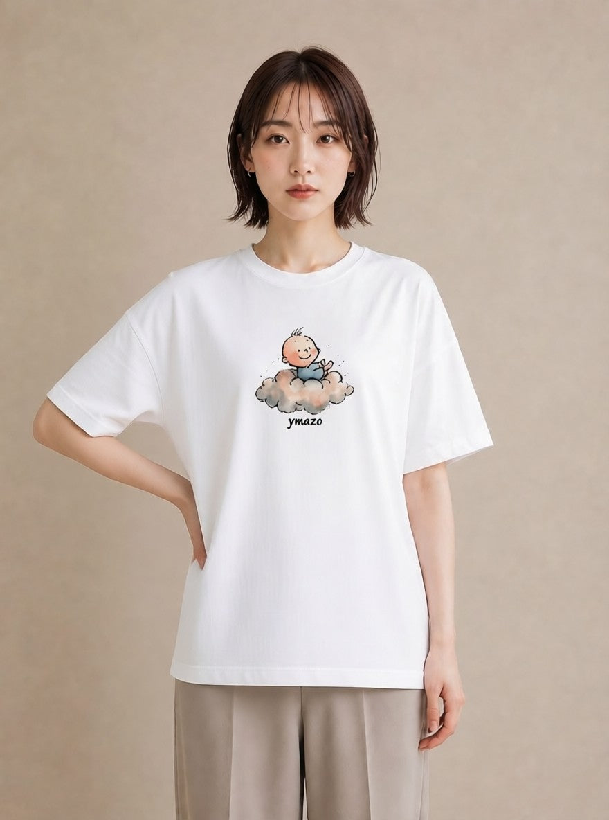 デザインTシャツ レディース 雲 星空 宇宙 イラスト 個性的 旅行用 海 白T