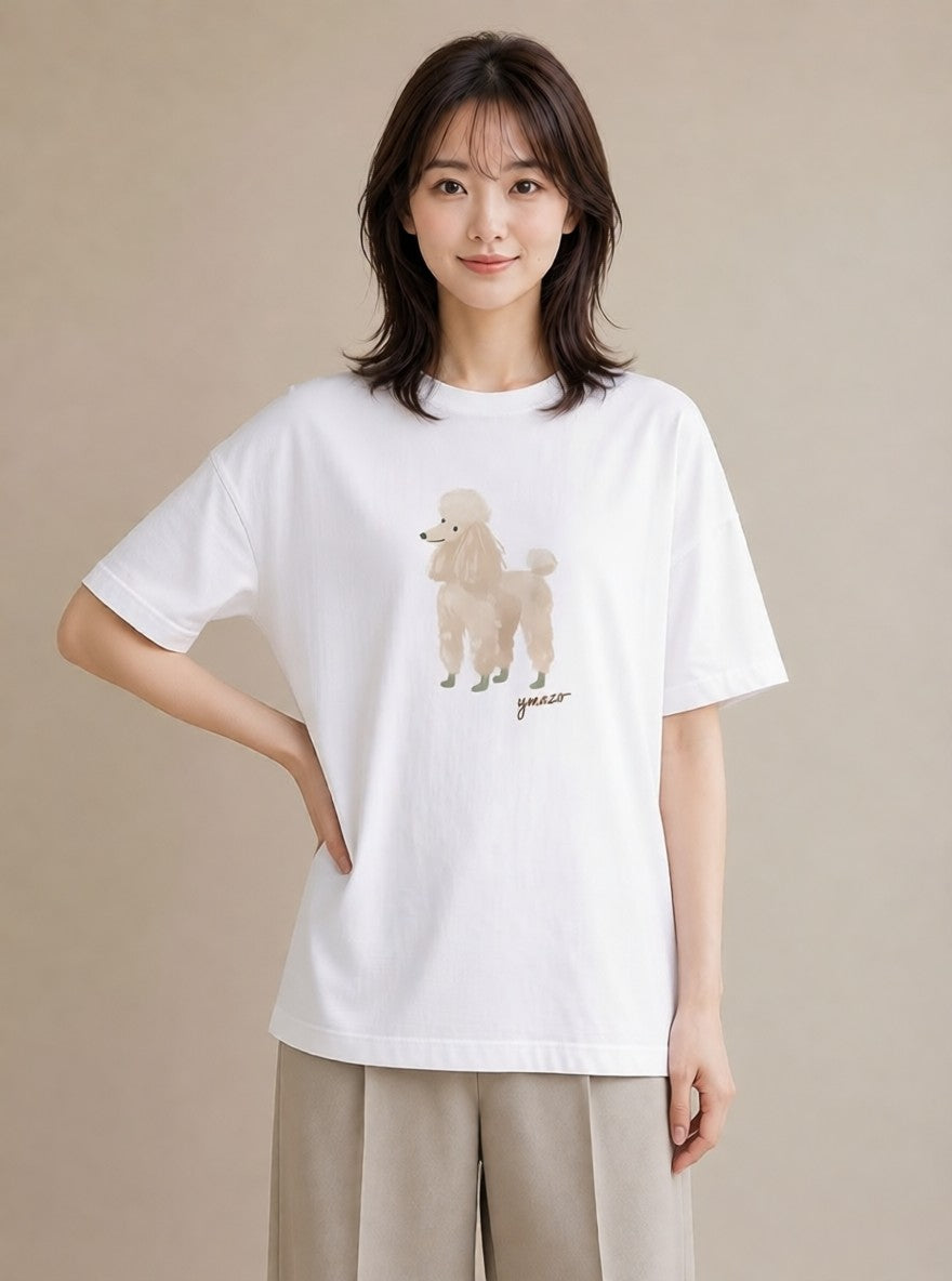 デザインTシャツ レディース トイプードル プードル 犬 いぬ イラスト 旅行コーデ 秋コーデ おしゃれギフト 白T