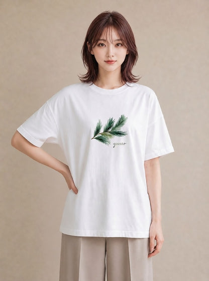Tシャツ レディース 松ぼっくり 植物 ボタニカル イラスト 韓国風 親子 20代 白T