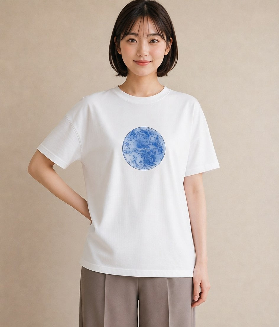 半袖Tシャツ レディース 獅子座 星空 宇宙 イラスト ゆるコーデ カフェ服 クリスマス 白T