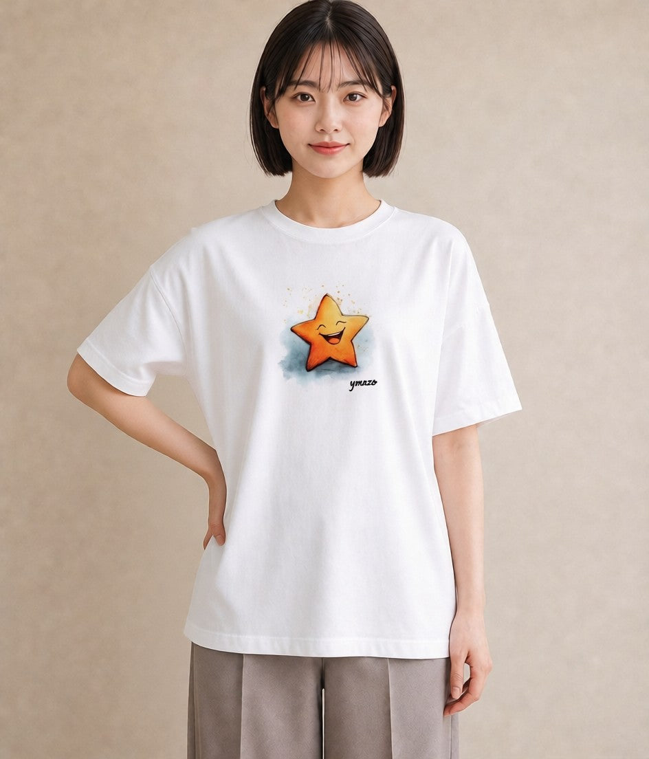 デザインTシャツ レディース スター 星空 宇宙 イラスト 帰省 ラフ 白T