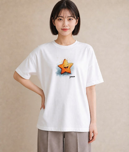 デザインTシャツ レディース スター 星空 宇宙 イラスト 帰省 ラフ 白T