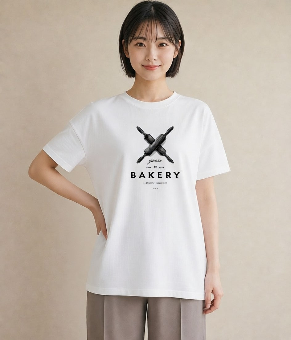 Tシャツ レディース パン ベーカリー イラスト ボタニカル レイヤード 友達ギフト 白T