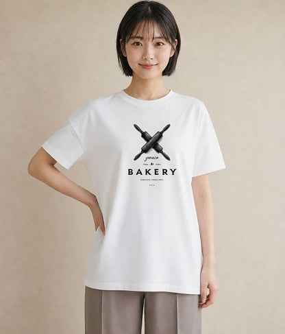 Tシャツ レディース パン ベーカリー イラスト ボタニカル レイヤード 友達ギフト 白T