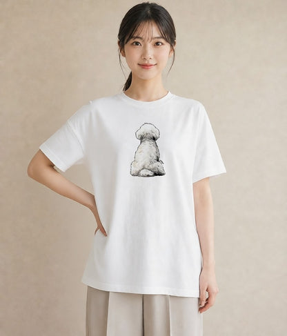 Tシャツ レディース ビションフリーゼ 犬 いぬ イラスト 秋コーデ おしゃれギフト 白T