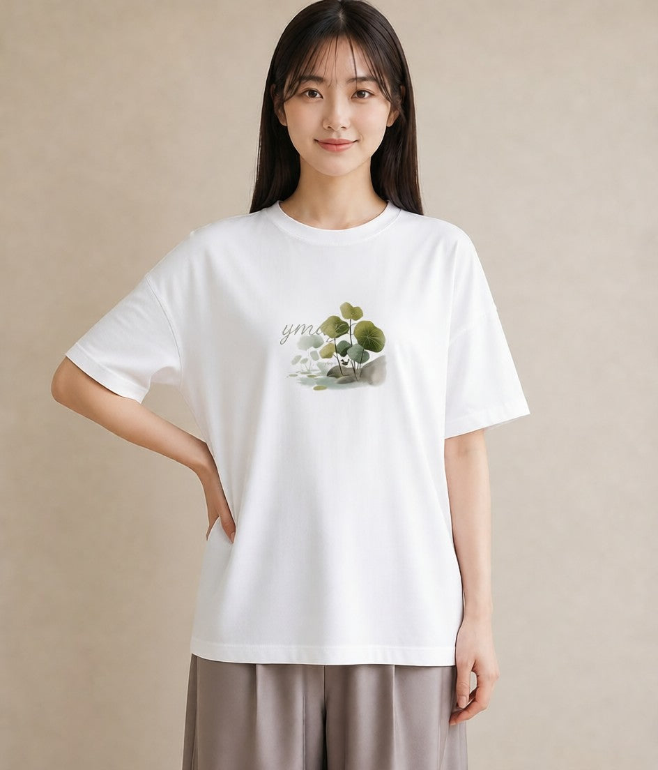 半袖Tシャツ レディース 桟橋 水辺 波止場 ナチュラル アンティーク イラスト モード 女性 旅行用 白T