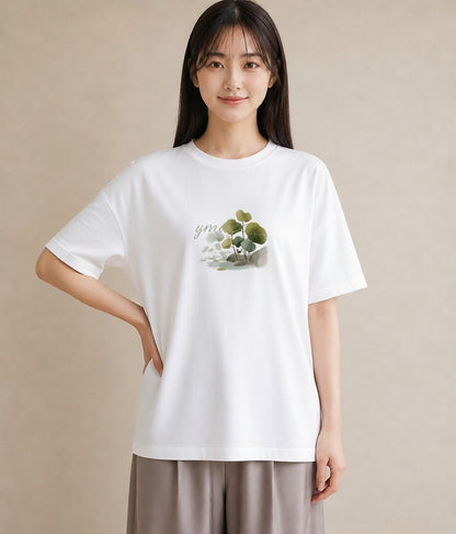 半袖Tシャツ レディース 桟橋 水辺 波止場 ナチュラル アンティーク イラスト モード 女性 旅行用 白T