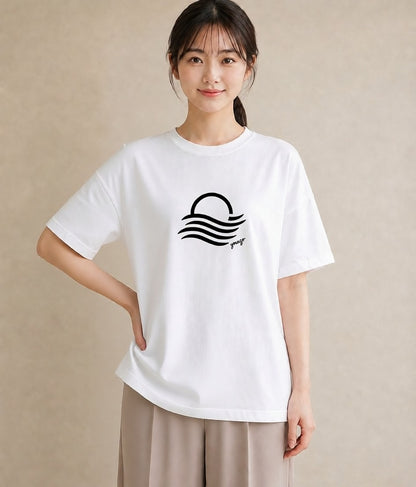半袖Tシャツ レディース 海 リゾート 夏 イラスト カジュアル 旅行 母娘コーデ 白T