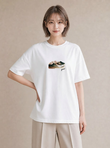 プリントTシャツ レディース 山 星空 宇宙 イラスト ポップ 母の日 ビーチ 白T