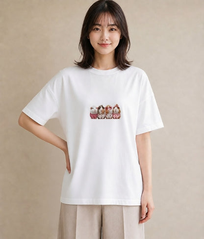 Tシャツ レディース モルモット ペット 動物 イラスト ラフ 誕生日プレゼント 綿100 白T