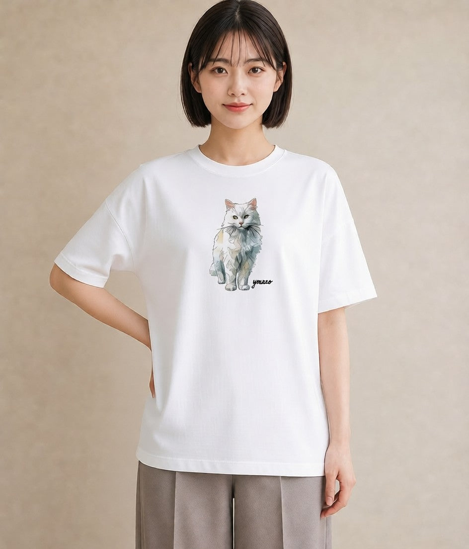 グラフィックTシャツ レディース 靴下猫 猫 ねこ イラスト お洒落 敬老の日 ホワイトデー 白T