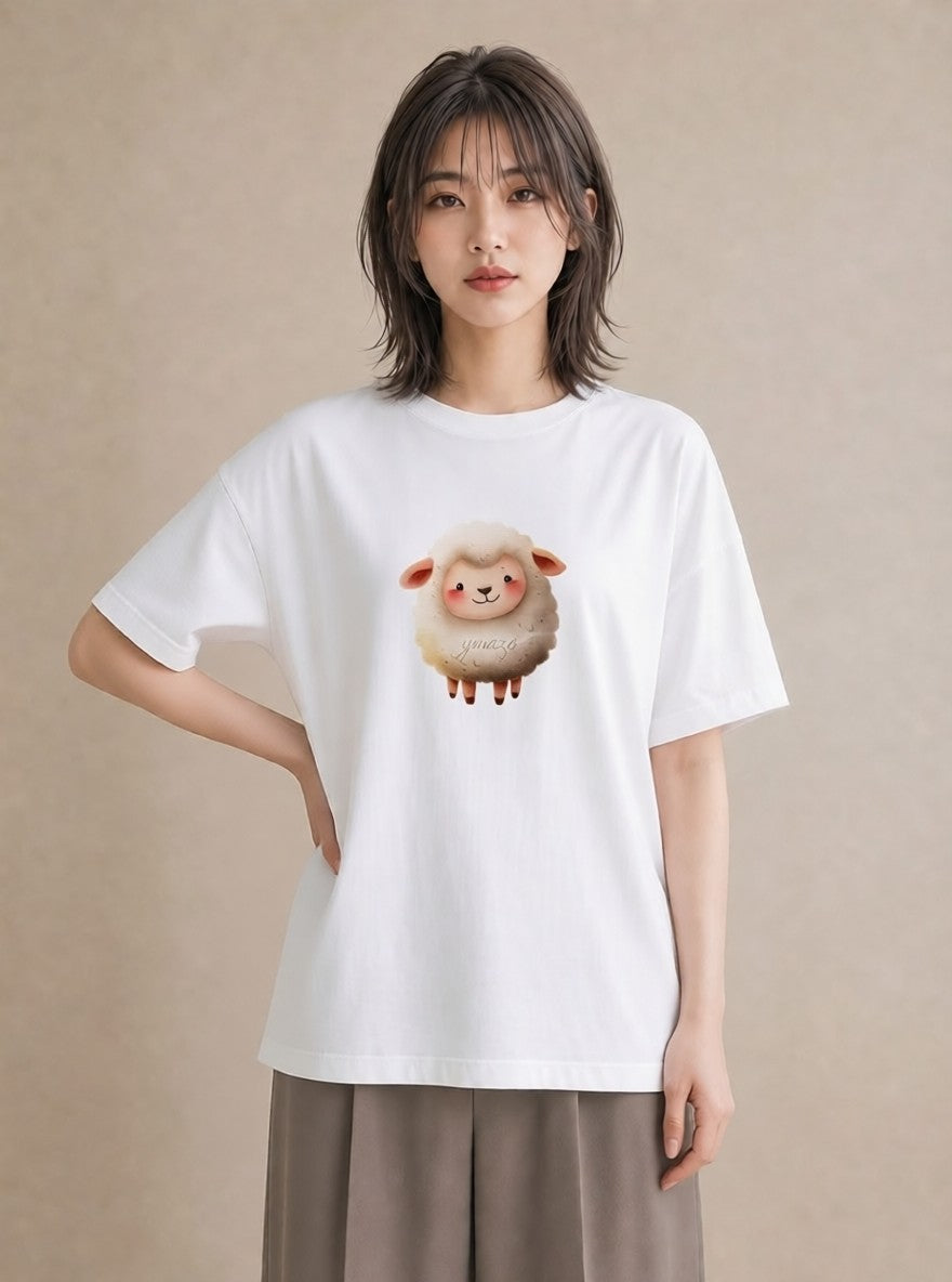 グラフィックTシャツ レディース アルパカ 動物 アニマル イラスト 個性的 ミセス 春コーデ 白T