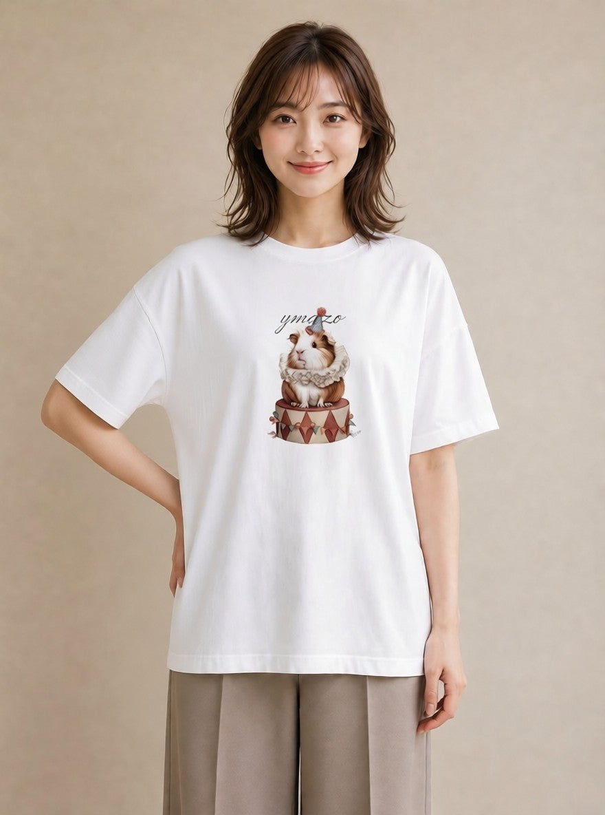 グラフィックTシャツ レディース ライオンラビット ペット 動物 イラスト 普段使い 春コーデ 姉妹 白T