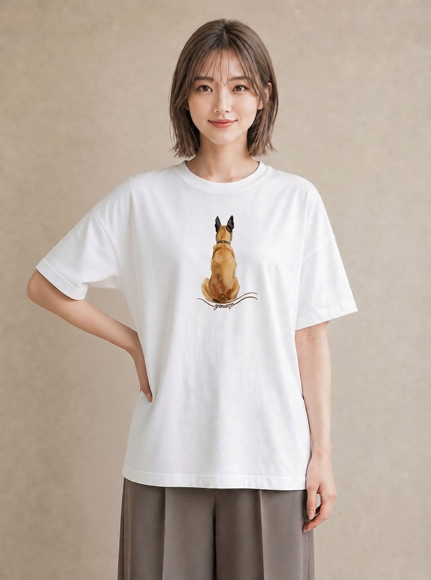 Tシャツ レディース ジャーマンシェパード 犬 いぬ イラスト 線画 デート 帰省 白T