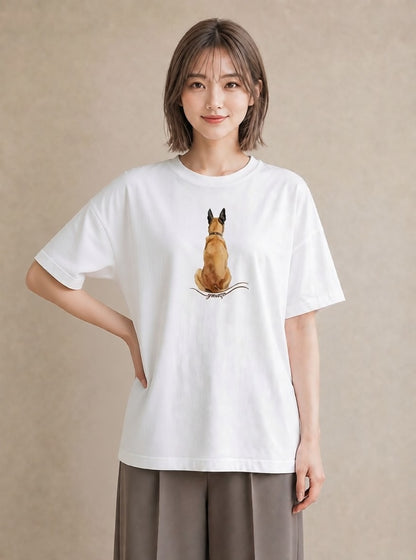 Tシャツ レディース ジャーマンシェパード 犬 いぬ イラスト 線画 デート 帰省 白T