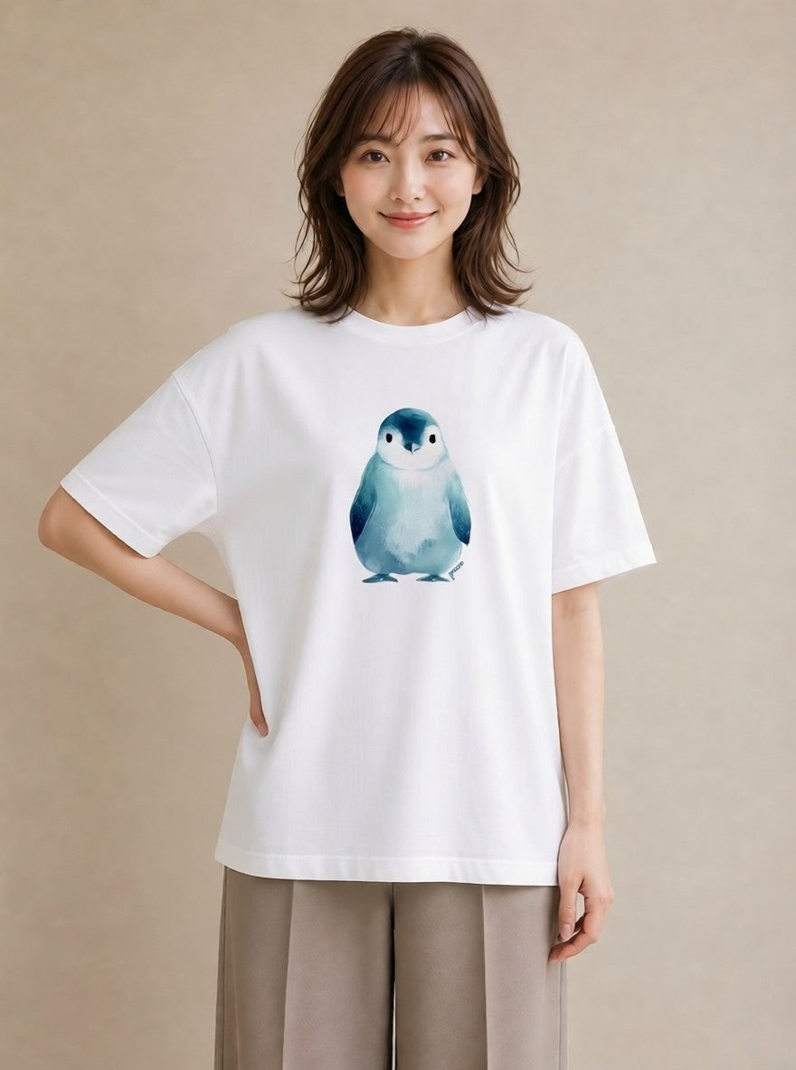 プリントTシャツ レディース シロフクロウ 動物 アニマル イラスト 手描き風 敬老の日 ホワイトデー 白T