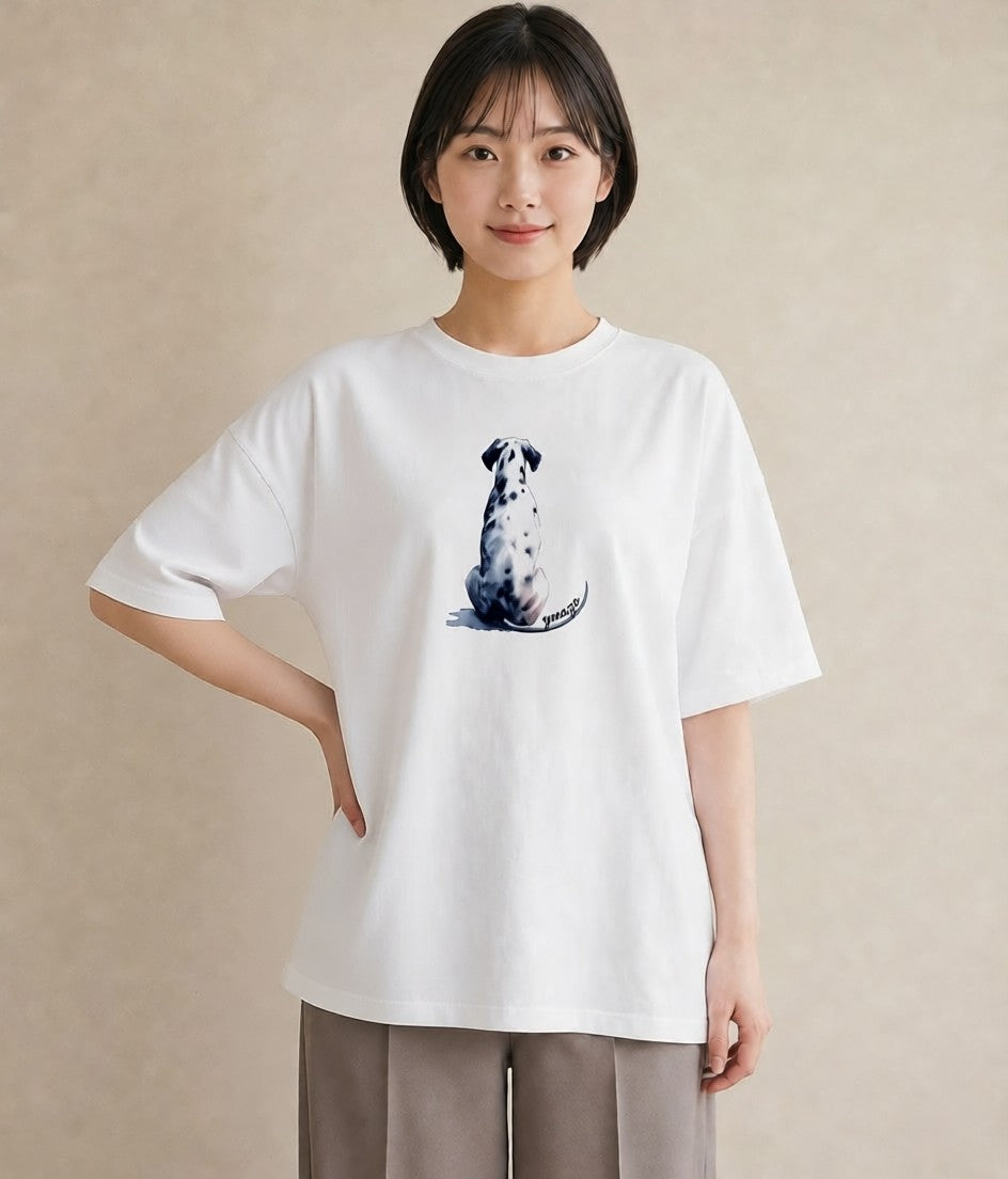 プリントTシャツ レディース ダルメシアン 犬 いぬ イラスト 抜け感 親子 20代 白T
