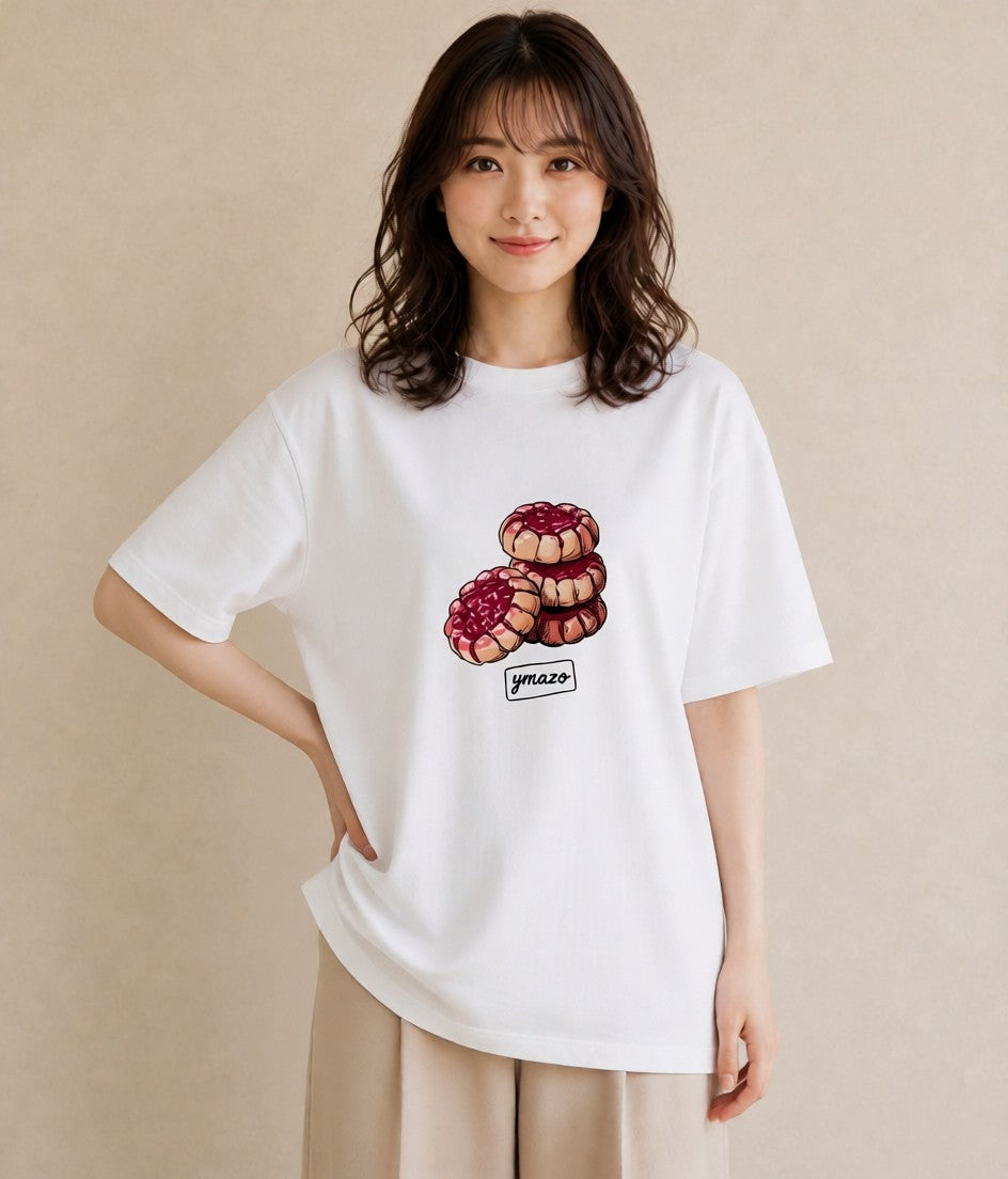グラフィックTシャツ レディース どら焼き 食べ物 フード イラスト こなれ感 母娘コーデ 自分用 白T
