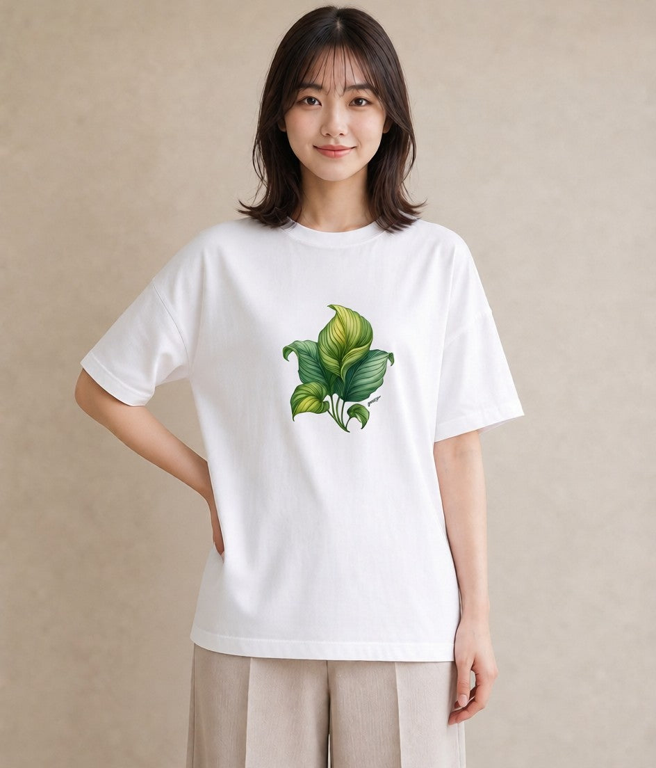 プリントTシャツ レディース 観葉植物 植物 ボタニカル イラスト カフェコーデ カフェ服 クリスマス 白T
