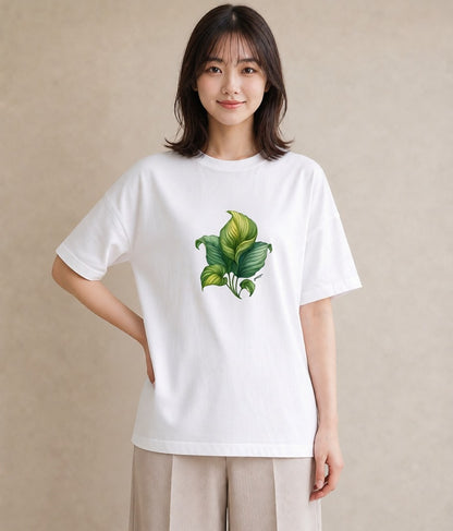 プリントTシャツ レディース 観葉植物 植物 ボタニカル イラスト カフェコーデ カフェ服 クリスマス 白T