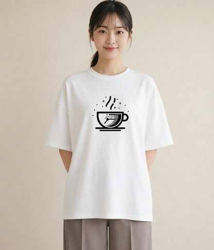 グラフィックTシャツ レディース カフェ カフェロゴ ロゴ イラスト ラフ 友達ギフト 部屋着 白T
