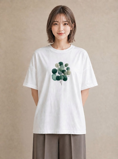 プリントTシャツ レディース 葉っぱ 植物 ボタニカル イラスト シンプル デイリーウェア 休日 白T