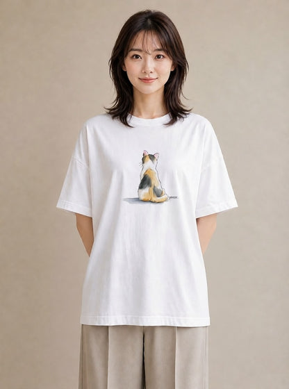 デザインTシャツ レディース サバトラ 猫 ねこ イラスト ゆるコーデ カフェ巡り 女子会 白T