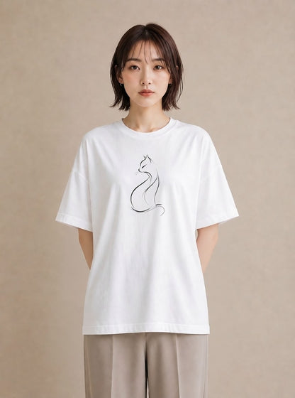 Tシャツ レディース 猫 ねこ ネコ イラスト レトロ 姉妹 送別ギフト 白T