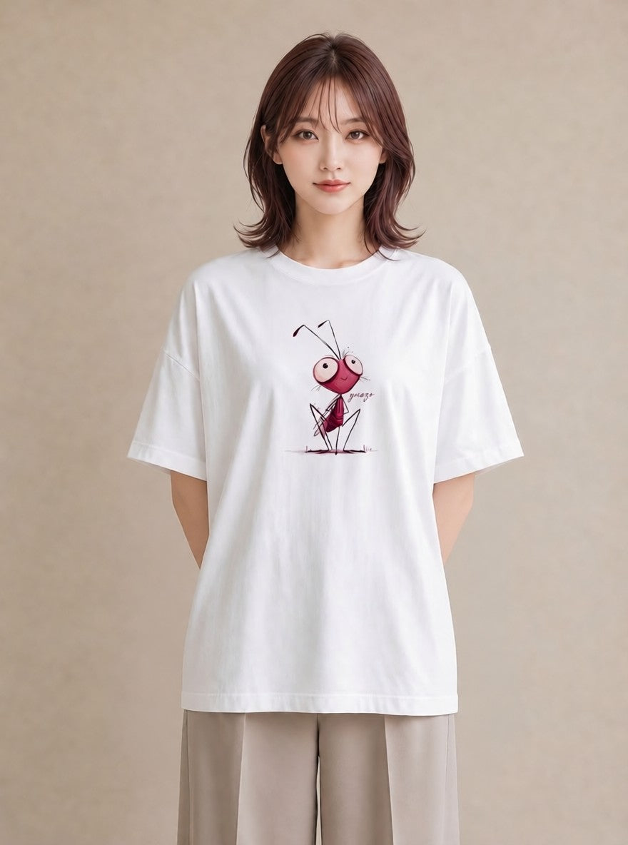 半袖Tシャツ レディース アリ 昆虫 虫 イラスト 可愛い ギフト 母の日 白T