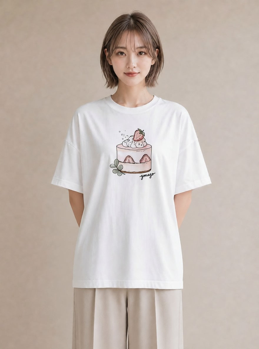 半袖Tシャツ レディース パフェ 食べ物 フード イラスト カフェコーデ クリスマス 旅行 白T