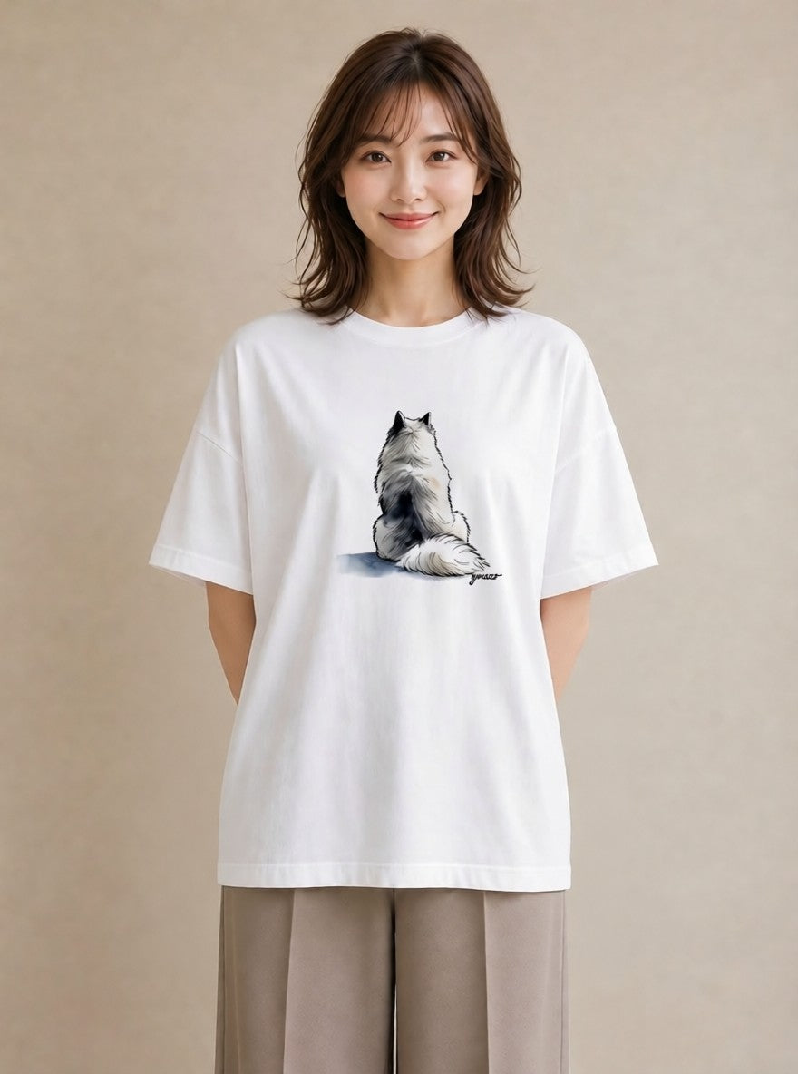 半袖Tシャツ レディース サモエド 犬 いぬ イラスト シンプル 春コーデ 姉妹 白T