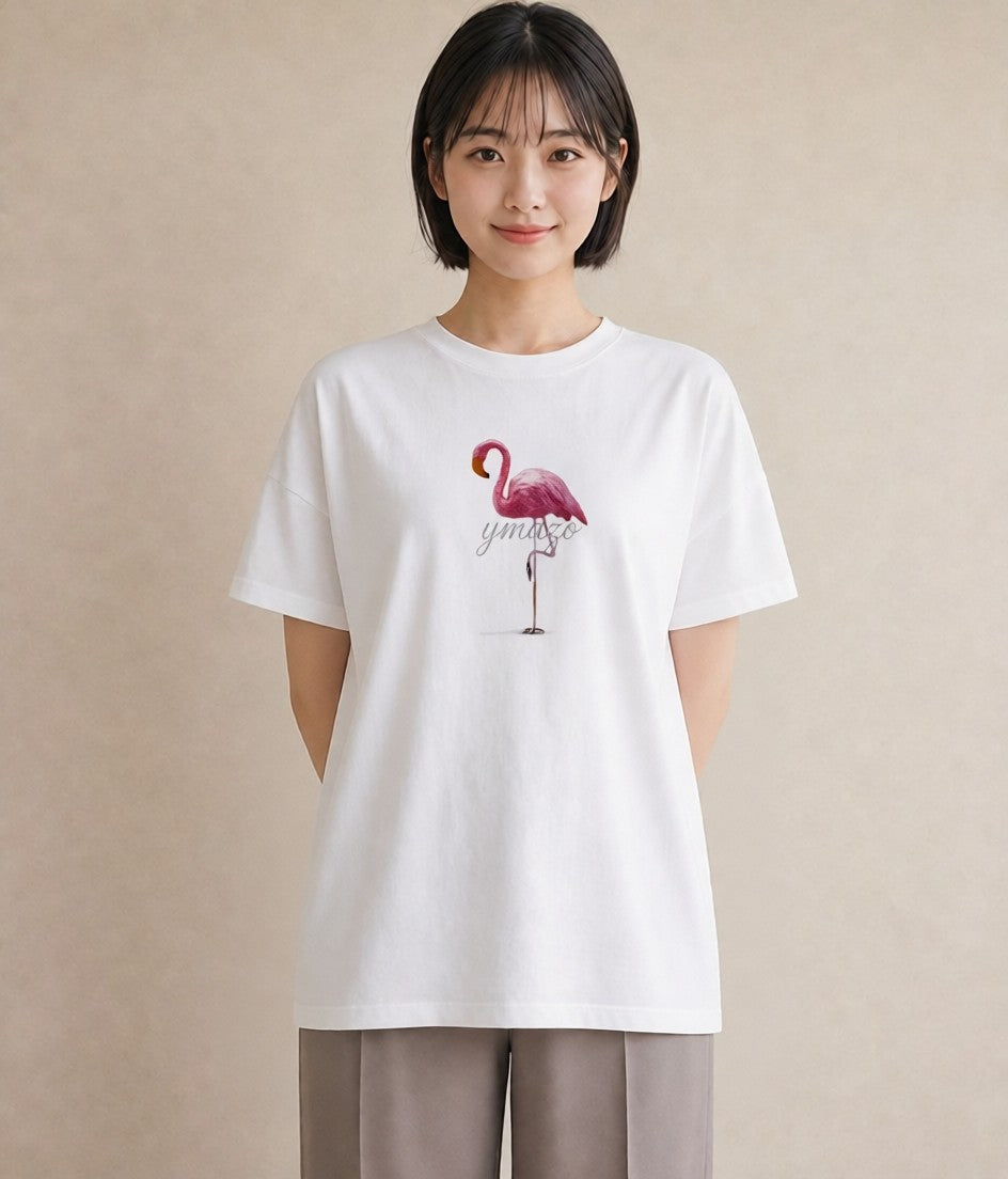 Tシャツ レディース フラミンゴ 動物 アニマル イラスト お揃い 親子 白T