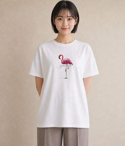 Tシャツ レディース フラミンゴ 動物 アニマル イラスト お揃い 親子 白T