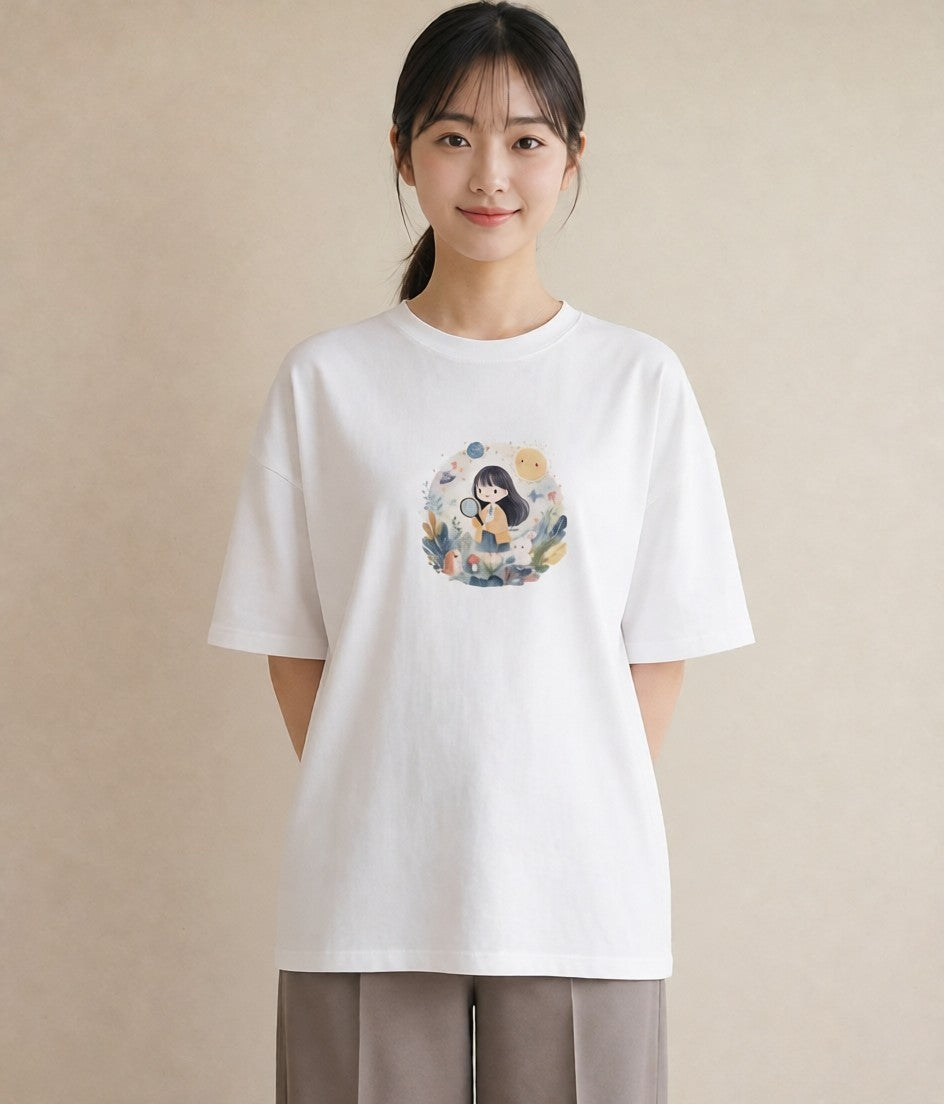 グラフィックTシャツ レディース 惑星 星空 宇宙 イラスト 旅行用 海 白T