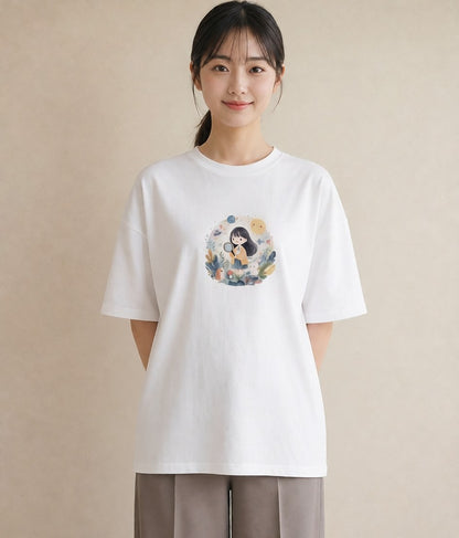 グラフィックTシャツ レディース 惑星 星空 宇宙 イラスト 旅行用 海 白T