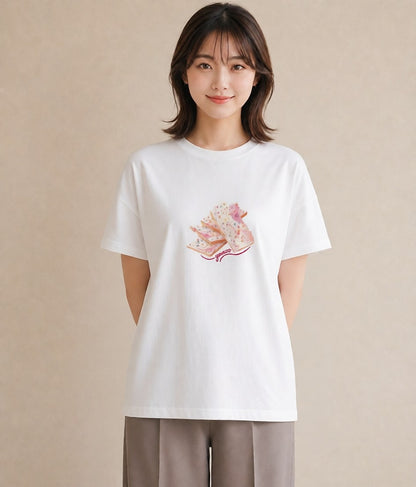 プリントTシャツ レディース アイス 食べ物 フード イラスト ミニマル 海 カフェ巡り 白T