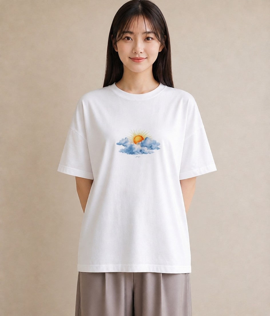 半袖Tシャツ レディース 空 星空 宇宙 イラスト ミニマル 社会人 女性 白T