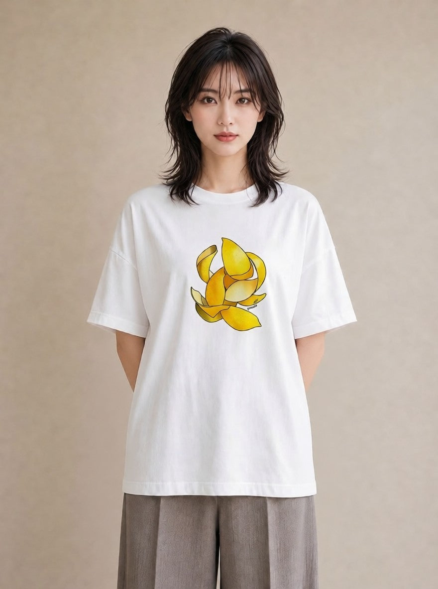 プリントTシャツ レディース レモン 檸檬 食べ物 フード イラスト こなれ感 公園 ママ 白T