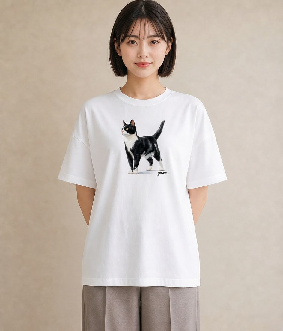 半袖Tシャツ レディース 愛猫 猫 ねこ イラスト カフェコーデ 旅行 母娘コーデ 白T