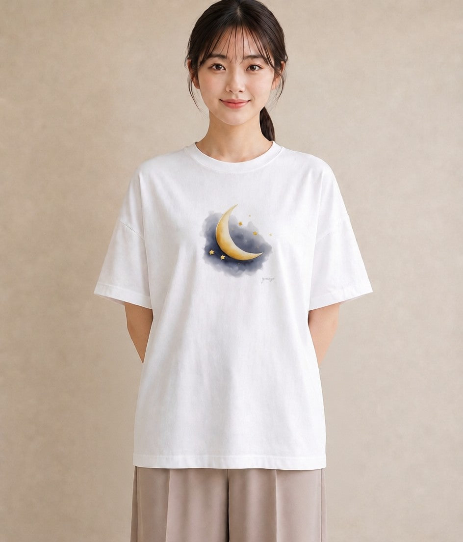 半袖Tシャツ レディース 天の川 星空 宇宙 イラスト ミセス 春コーデ 白T