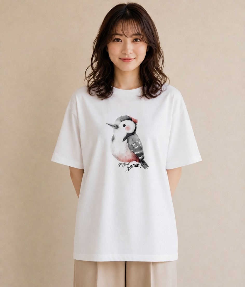 半袖Tシャツ レディース シマエナガ しまえなが 動物 アニマル イラスト カフェコーデ 在宅 公園 白T
